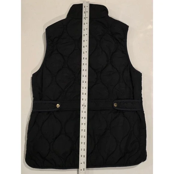 J. Crew Signature Puffer Vest Women's Medium Black Quilted Snap Pockets - Picture 4 of 9
